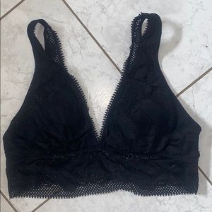 AE Aerie Lace V-Neck Black Padded Bralette